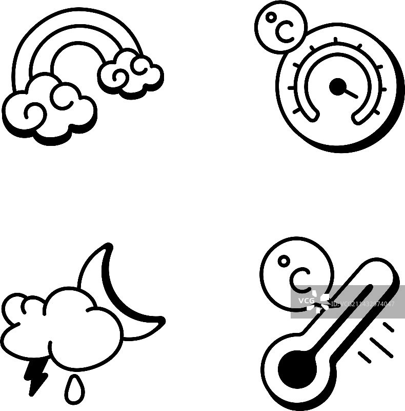 天气与预报工具手绘图标合集图片素材