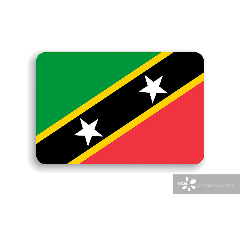 圣基茨和尼维斯的圆角矩形旗帜图片素材
