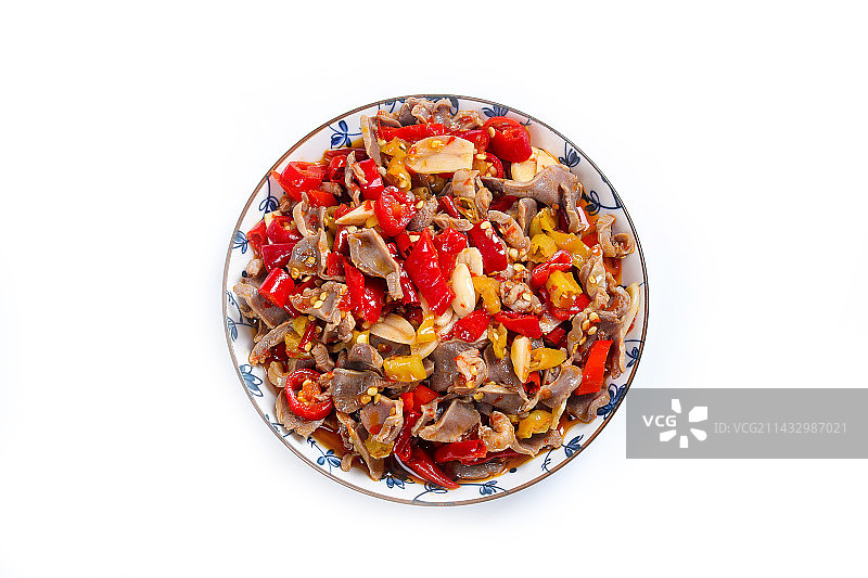 酸辣美味特色菜泡椒炒鸡胗图片素材
