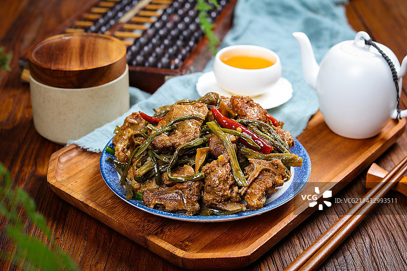 美味特色菜豆角炖排骨图片素材