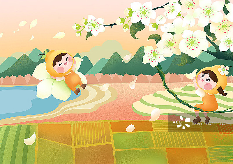 山村梨花盛开的季节图片素材