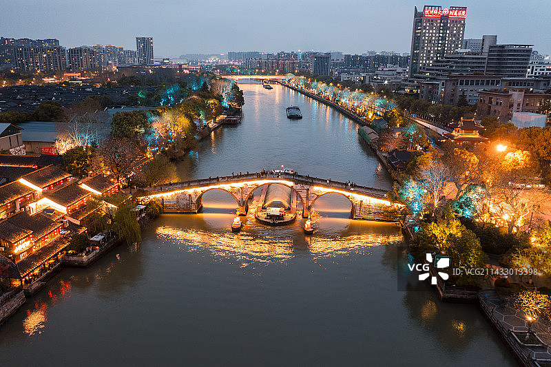 京杭大运河杭州拱宸桥段图片素材