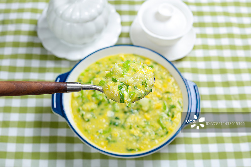 粥类小吃美食青菜蛋花米粥图片素材