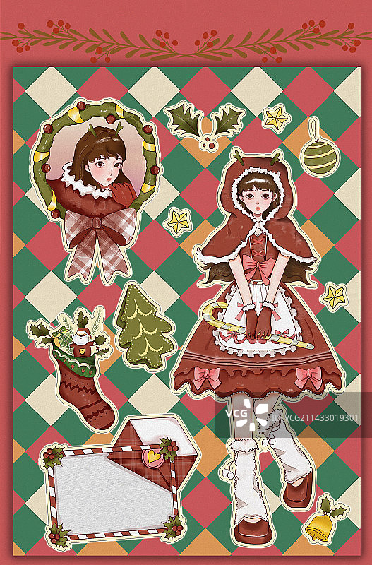 圣诞主题贴纸图片素材