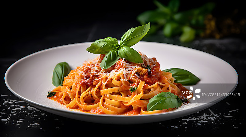 撒了芝士粉的美味意面图片素材