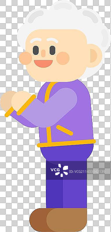 Cute Cartoon Style Grandmother Greeting图片素材