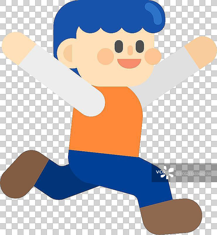 Cute Cartoon Boy Skipping图片素材
