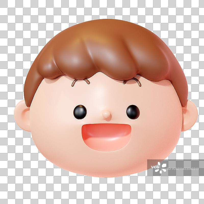 3D Adorable Face of a Boy with Big Smile图片素材