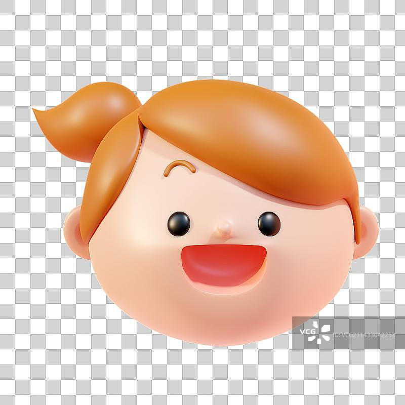 3D Adorable Face of a Girl with Big Smile图片素材