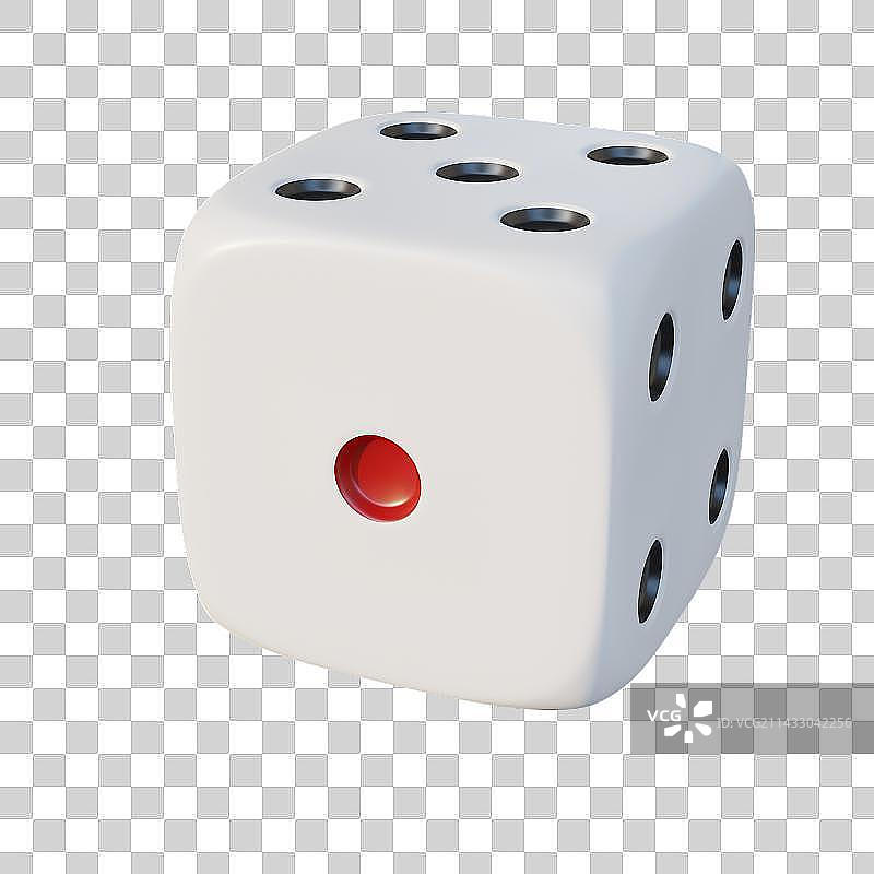 3D Dice with One Dot Side Facing Front图片素材