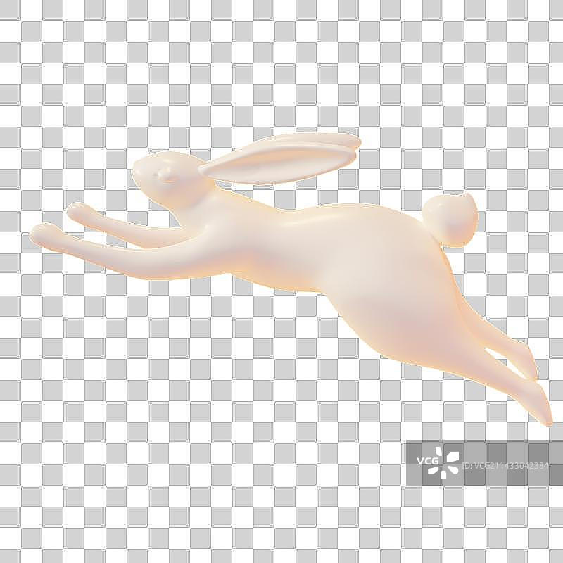 3D Elegant Porcelain White Rabbit Jumping图片素材