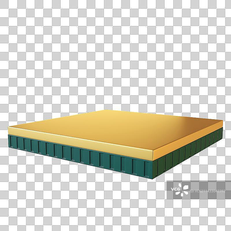 3D Golden and Dark Green Rectangular Podium图片素材