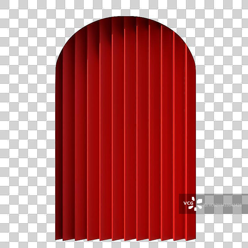 3D Arched Door with Red Curtain图片素材