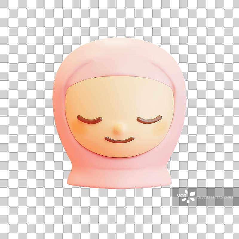 3D Girl in Pink Head Wear with Peaceful Expression图片素材