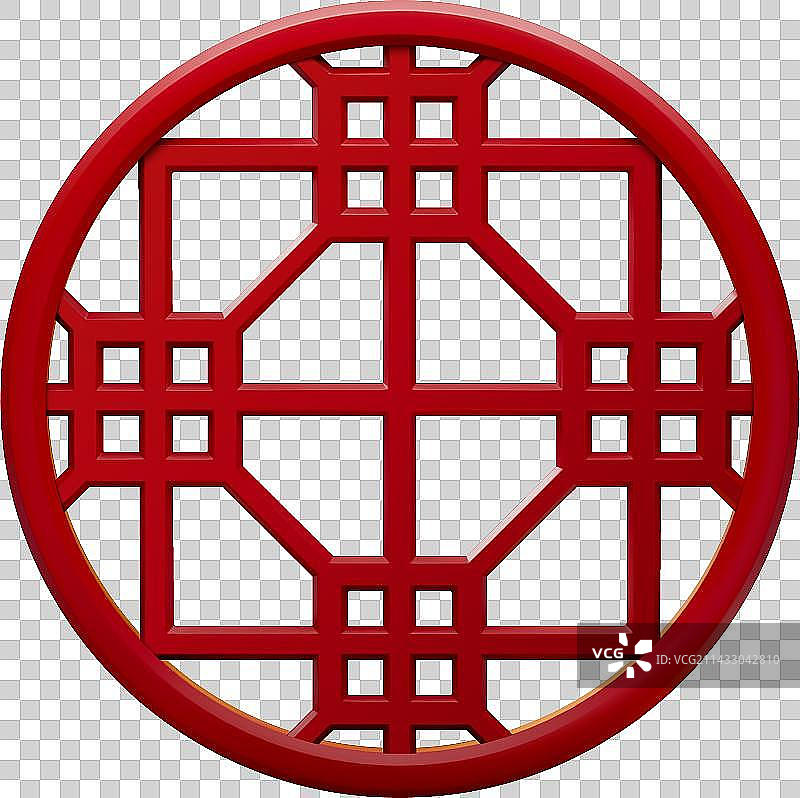 3D Red Traditional Chinese Style Window Frame图片素材