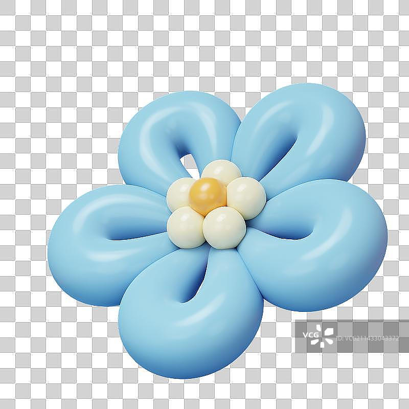 3D Baby Blue Flower Balloon Art Decoration图片素材