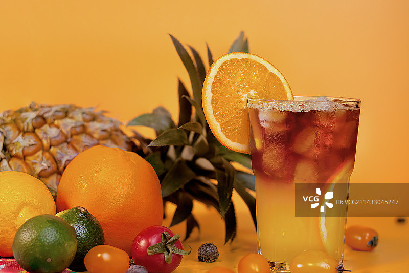 橙香气泡咖啡图片素材