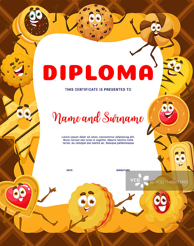 儿童文凭卡通饼干和糖果图片素材