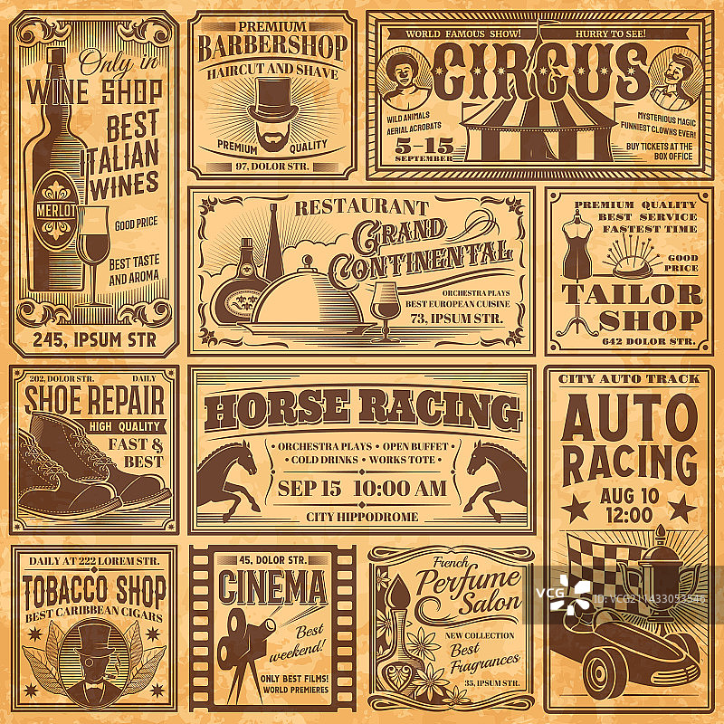 复古报纸banner和旧广告图片素材