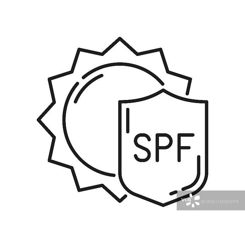 SPF防晒盾牌图标，紫外线防护图片素材