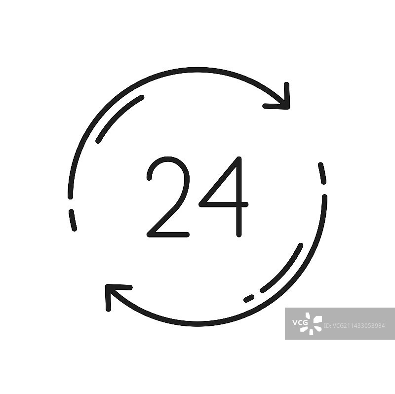 24小时配送服务图标轮廓计时器图片素材