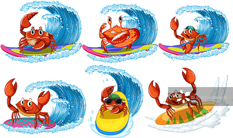夏季主题卡通螃蟹图片素材
