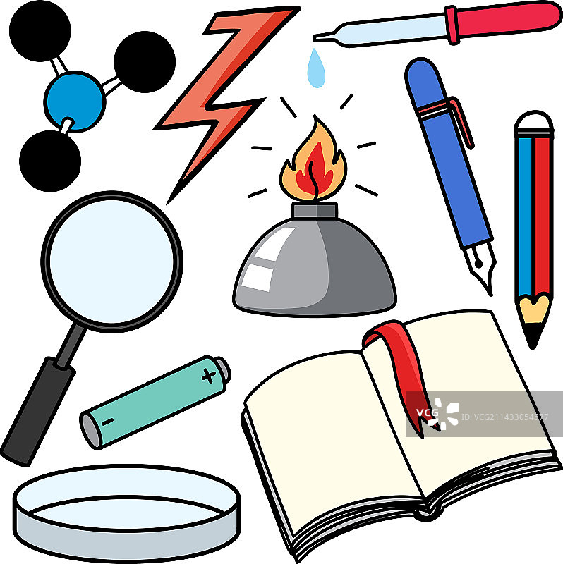 彩色科学物品和图标合集图片素材