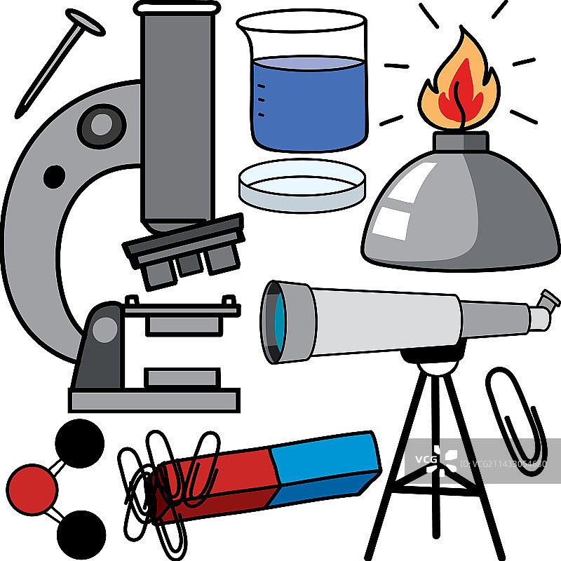 彩色科学物品和图标合集图片素材