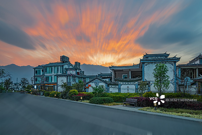 云南大理龙龛码头晚霞图片素材