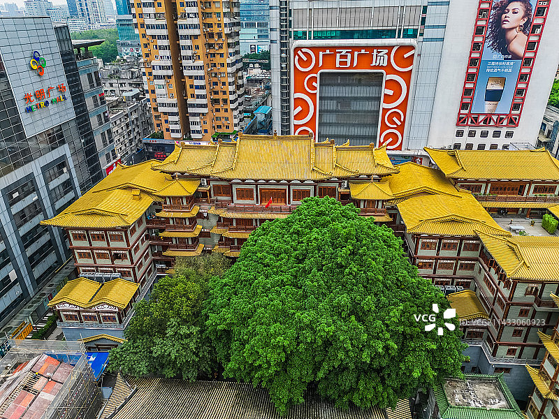 广州大佛寺航拍图片素材