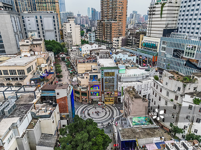 广州北京路步行街航拍图片素材