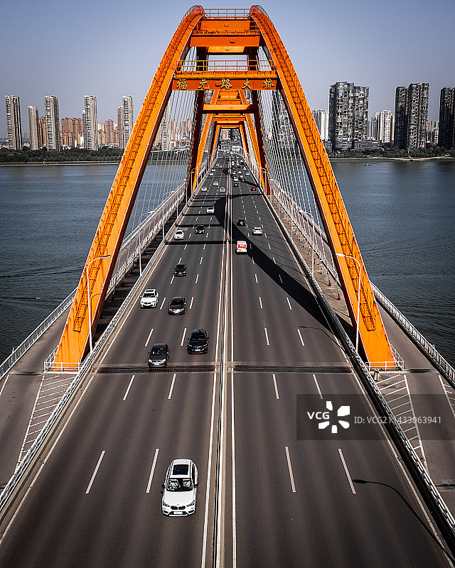 福元路大桥高角度视图图片素材