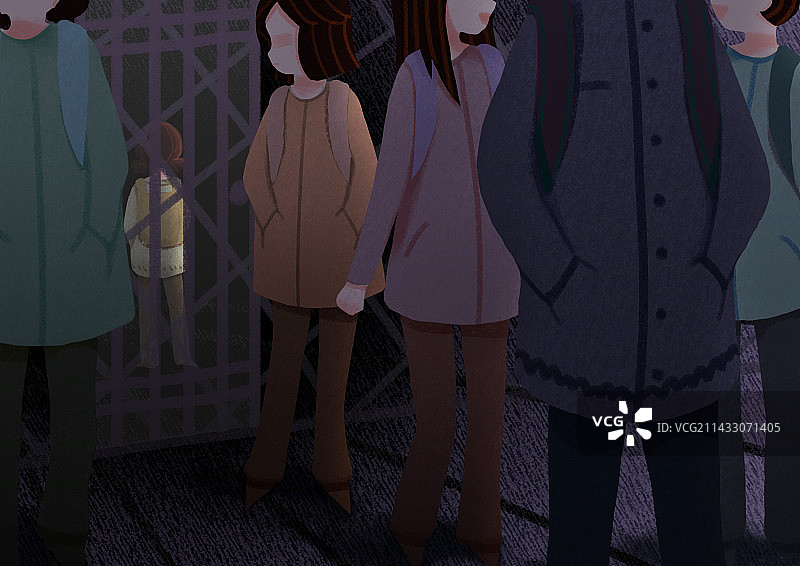 儿童在校园被排挤孤立图片素材