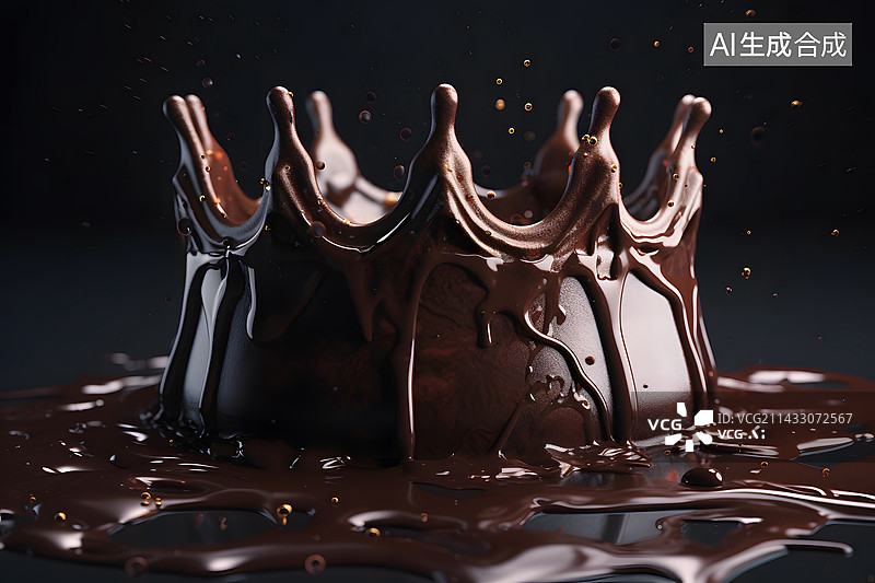 【AI数字艺术】热巧克力喷溅成皇冠的形状背景素材图片素材