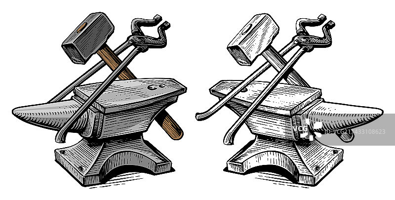 铁砧锤钳金属加工工具图片素材