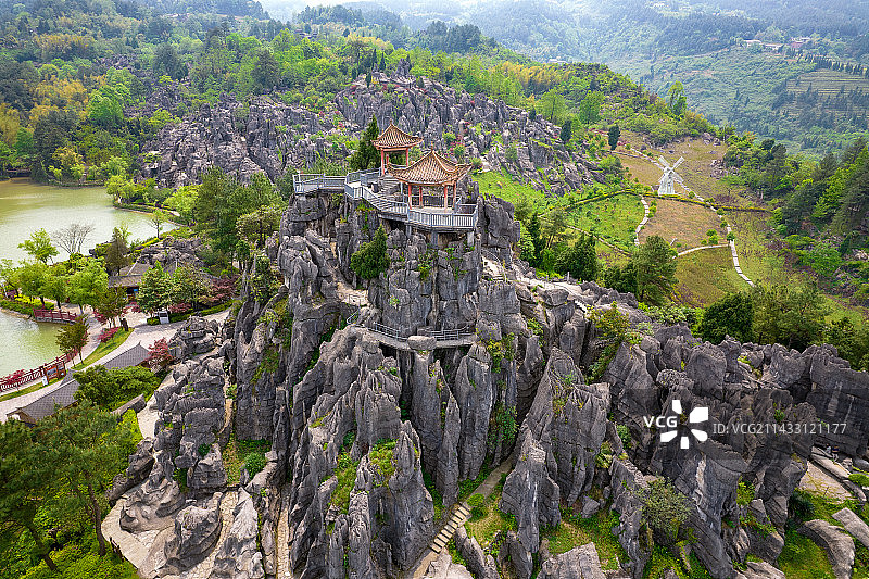 重庆市万盛区万盛石林景区航拍图片素材