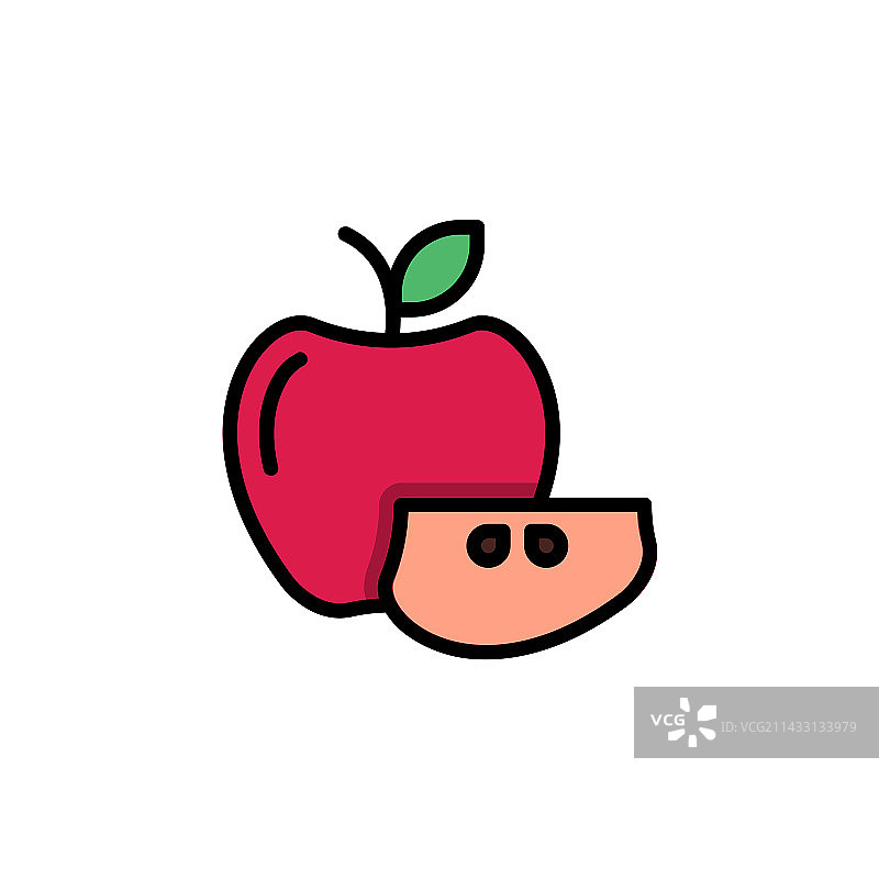 完美填充线条风格苹果图标图片素材