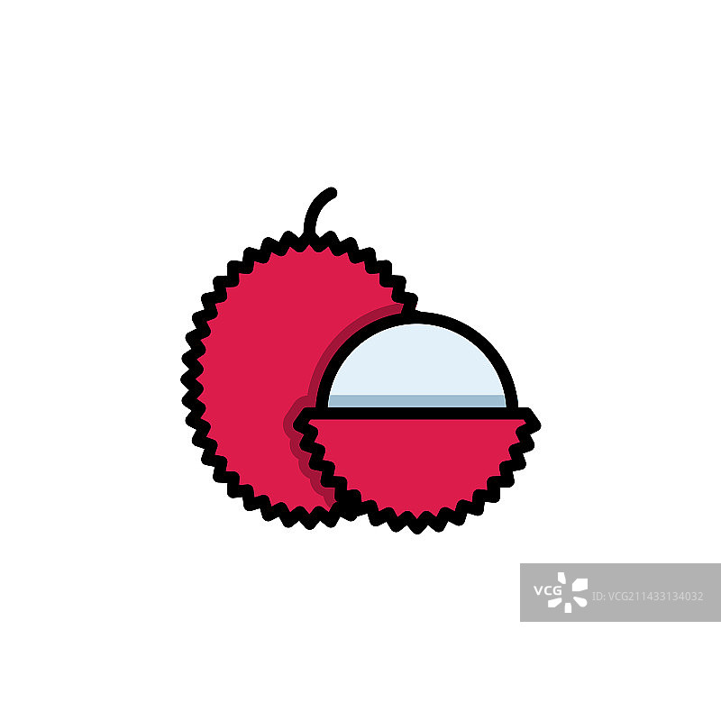 完美的荔枝水果填充线性图标图片素材