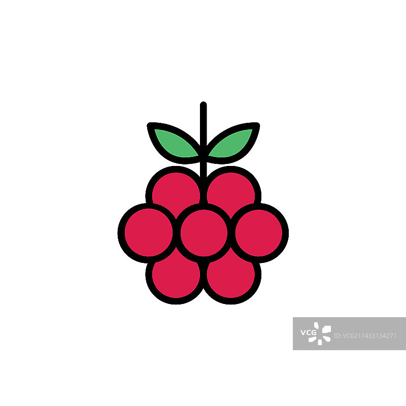覆盆子水果填充线条图标图片素材