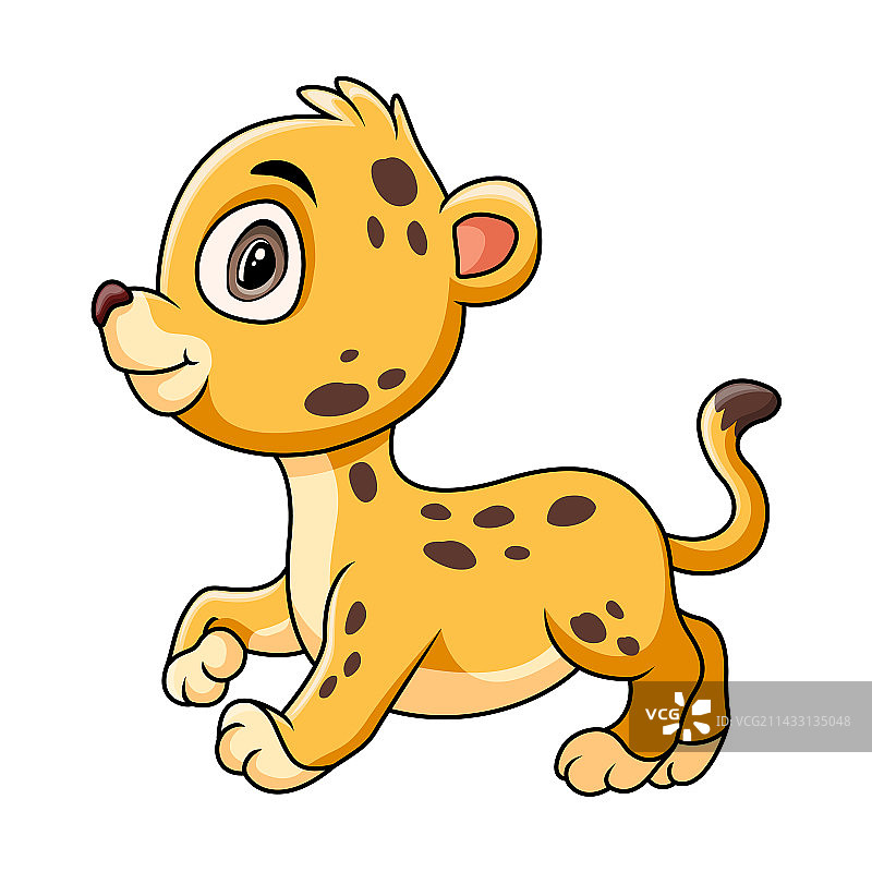 可爱的卡通猎豹行走图片素材
