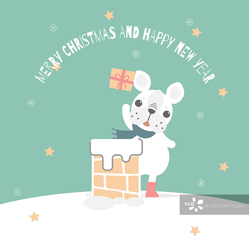 圣诞快乐新年好与小狗图片素材