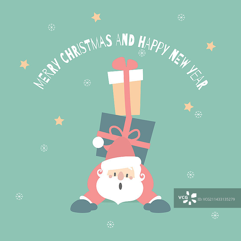 圣诞快乐，新年快乐与可爱的圣诞老人图片素材