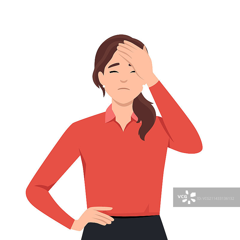 抚摸着头的黑发女子肖像图片素材