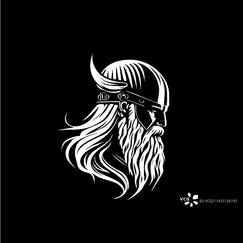 带角头盔的北欧男人头像标志图片素材