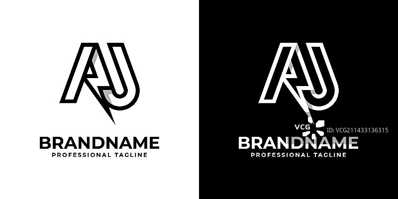 字母AU闪电标志图片素材