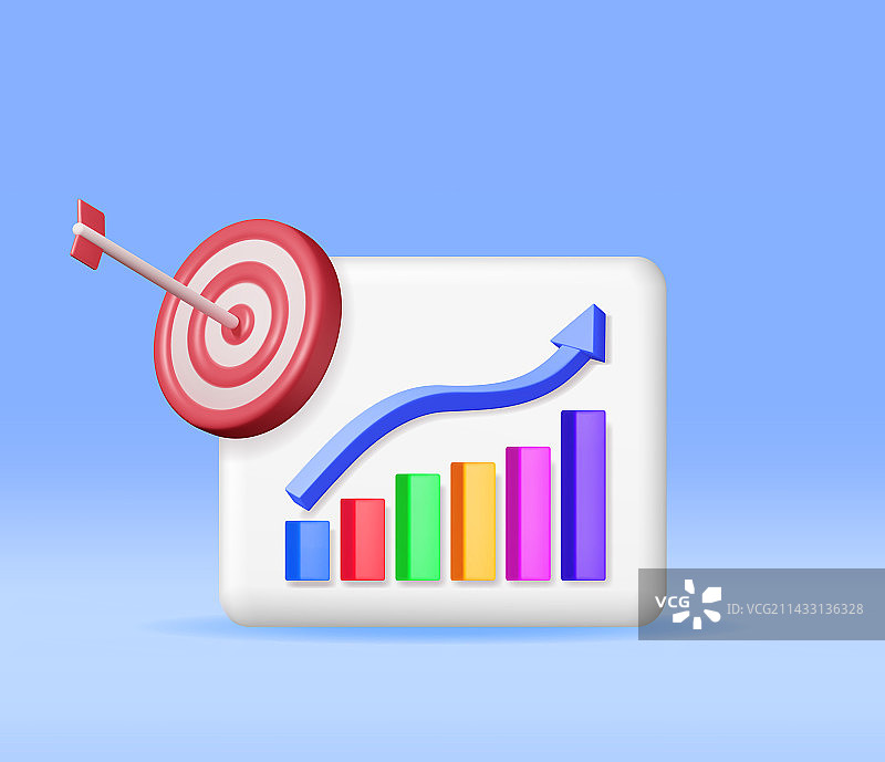 3D增长股票箭头目标图图片素材