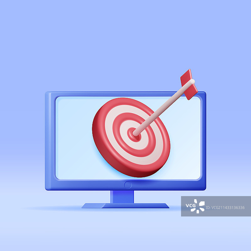 电脑屏幕上带有箭头的3D靶标图片素材
