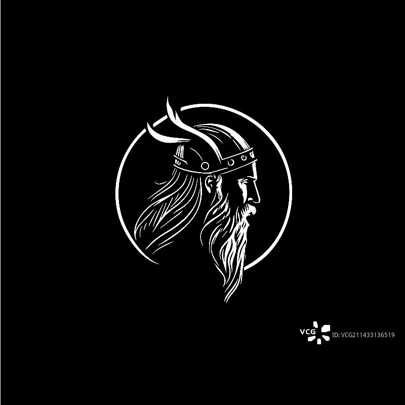 带角头盔的北欧男人头像标志图片素材