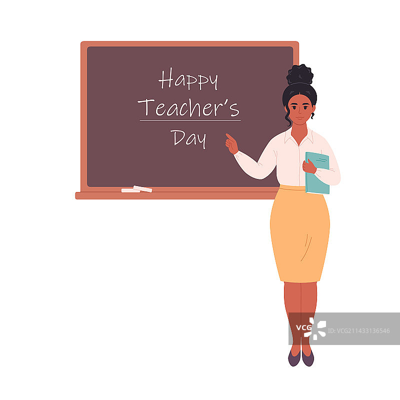 黑板附近快乐的女教师，教师节图片素材