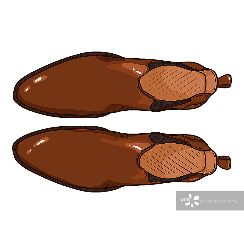 棕色皮革经典切尔西靴图片素材